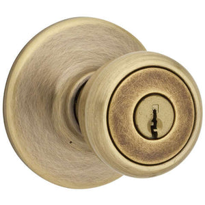 Kwikset Tylo Antique Brass Entry Knobs 1-3/4 in.