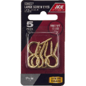 Ace 1/8 in. D X 1-3/16 in. L Polished Brass Screw Eye 13 lb. cap. 5 pk