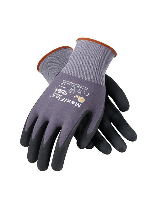 PIP 34-874/L MaxiFlex¨ Ultimateª Seamless Knit Nylon/Lycra Glove w/ Nitrile Coated Micro-Foam Grip, Black - Large