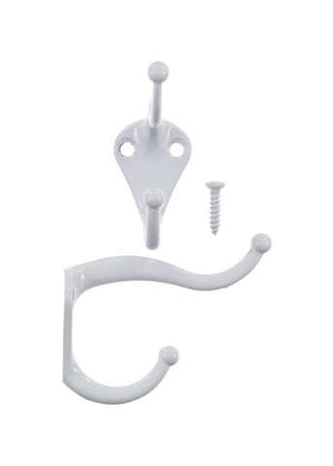 Ace 3 in. L White White Metal Small Coat and Hat Hook 2 pk