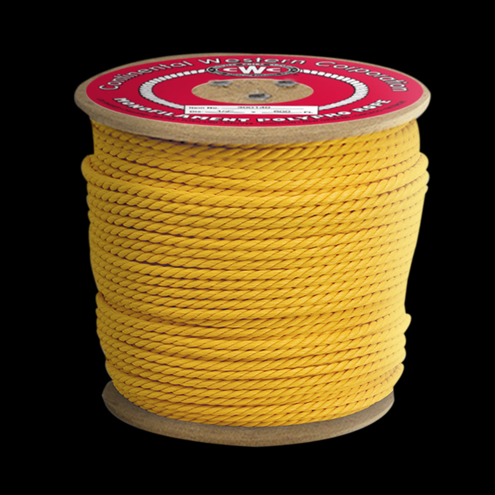 CWC 300035 Twisted 3-Strand Rope, 1/4 in x 600 ft, Polypropylene, Yellow