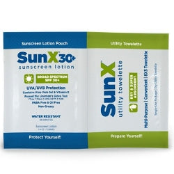 Sunscreen SunX¨ 30+ SPF 30 Individual Packet Lotion / Towelette