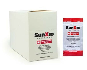 CoreTex 71430 Sun X SPF 30+ Broad Spectrum Sunscreen Pouches Lotion Foil Pack, Individual Packet Package, Lotion Form