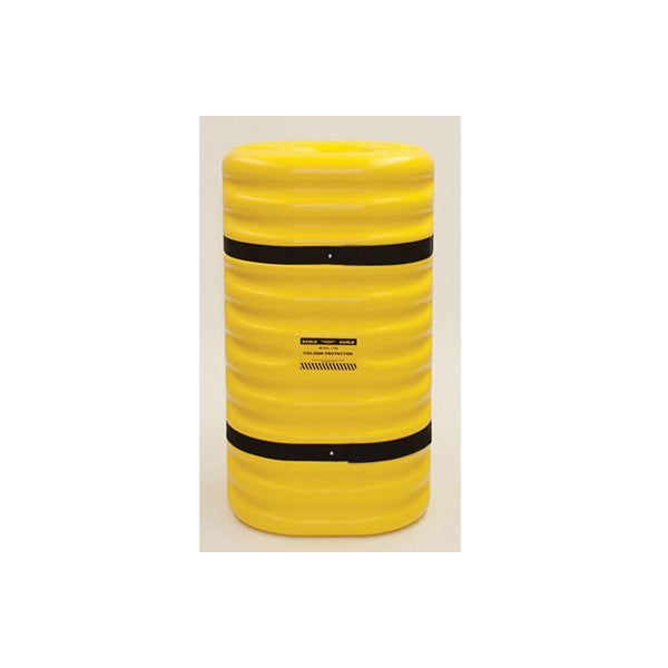 Eagle Manufacturing 1710 Column Protector With Black Straps, Fits Column Size 10 in, Fits Column Shape Round/Square, 42 in H, HDPE, Yellow