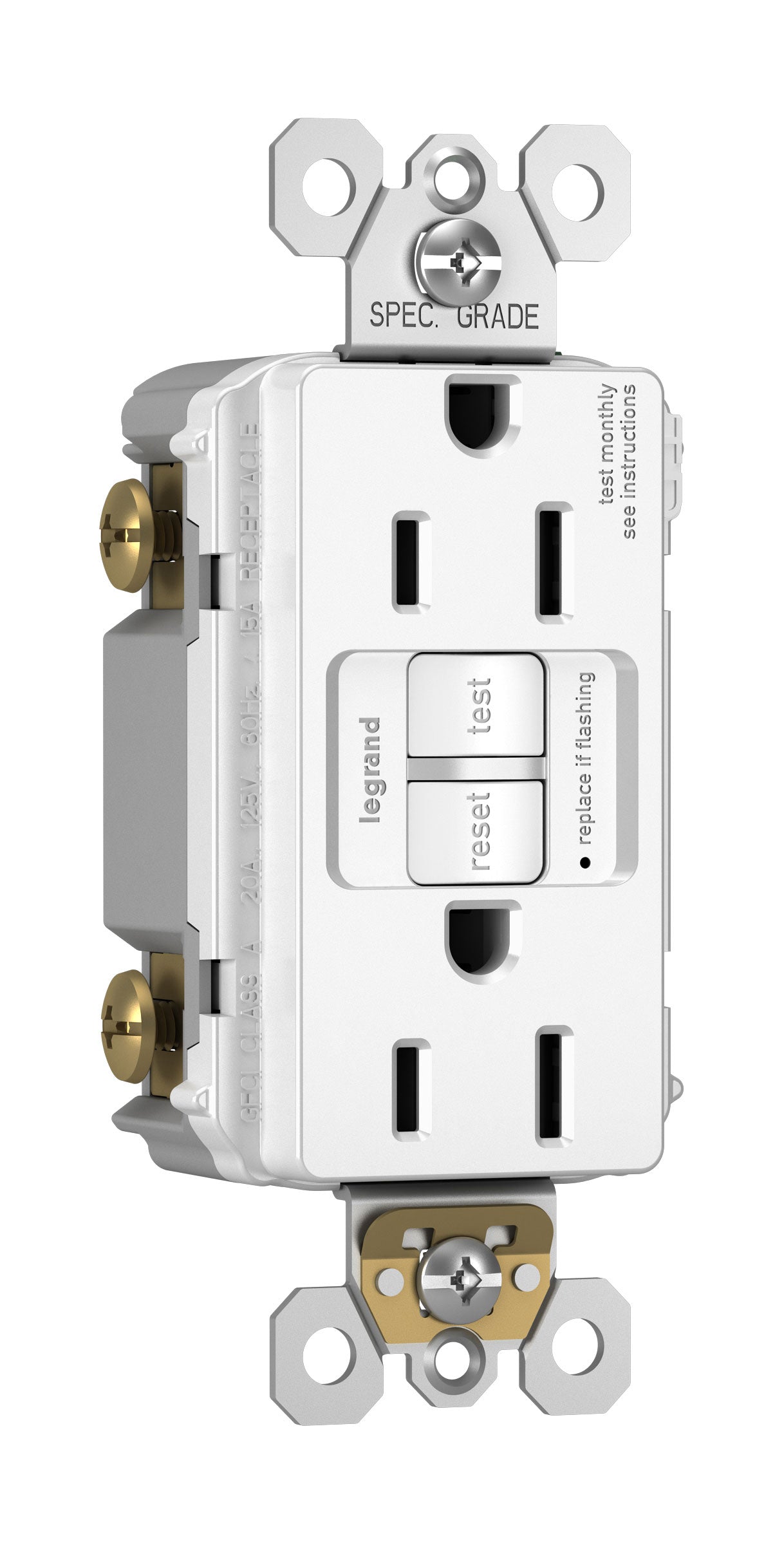 Pass & Seymour 1597-TRW 15A 125V Self-Test GFCI Tamper-Resistant, White