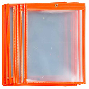 Brady¨ 56946 Shop Envelope, Fluorescent Shop Envelope Closure, 12 in H x 9 in W, Vinyl, Clear/Fluorescent Orange