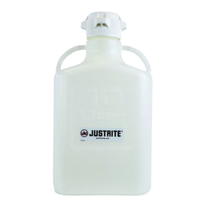 Justrite¨ 12909 Rectangular Carboy, 10 L, 83 mm Closure, 19-1/2 in H x 6.4 in W, High Density Polyethylene Body