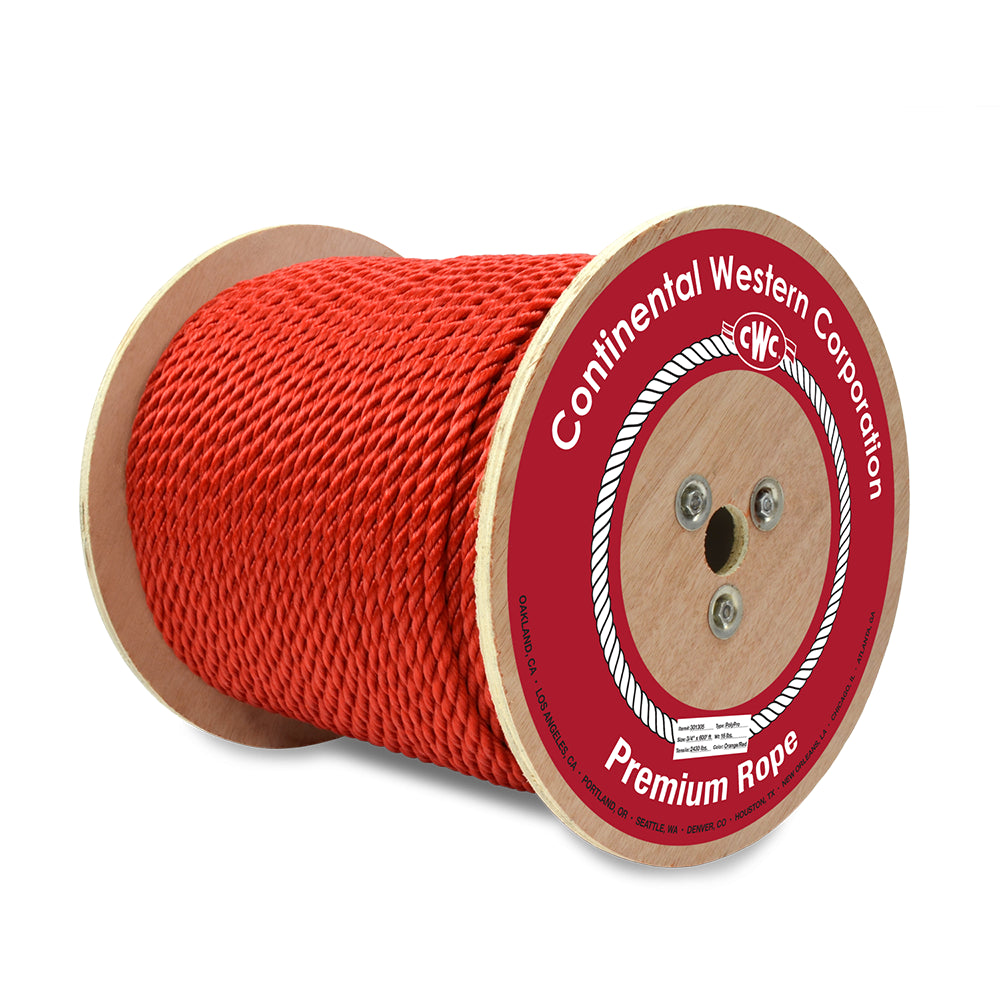 CCI Group PPMR3/8 3-Strand Mono Twisted Rope, 3/8 in x 600 ft, Red, Polypropylene