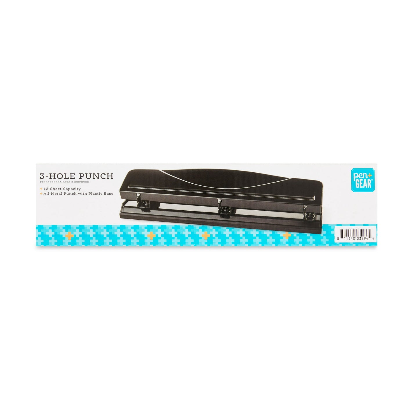 Pen + Gear Metal 3 Hole Paper Punch, Black