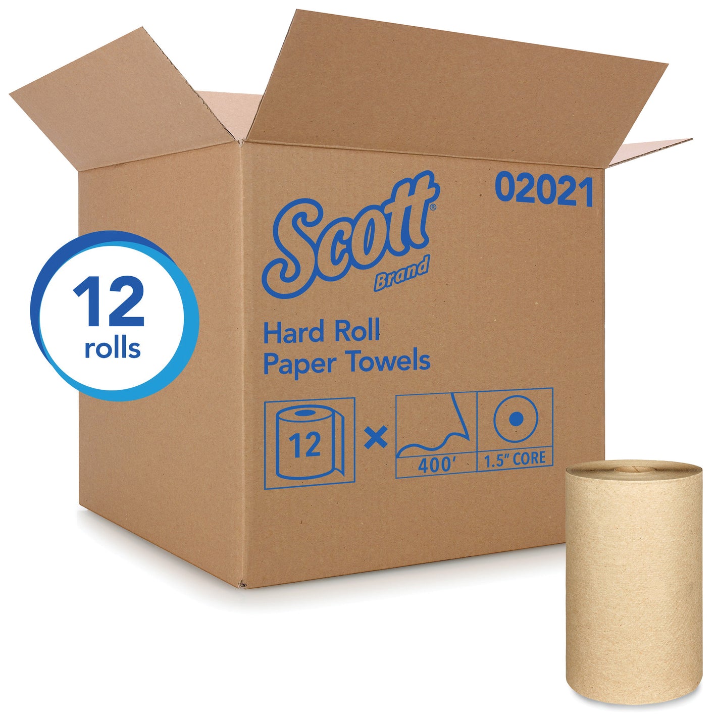 Scott¨ 02021 Essentialª Hard Roll Towel, 5.4 in Dia, 1 Plys, Paper, Natural, 8 in W