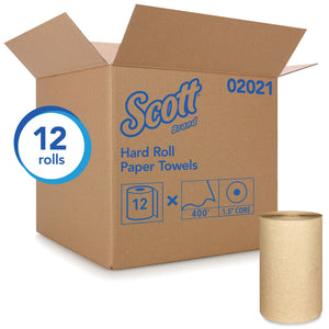 Scott¨ 02021 Essentialª Hard Roll Towel, 5.4 in Dia, 1 Plys, Paper, Natural, 8 in W