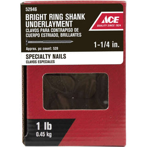 Ace 3D 1-1/4 in. Underlayment Bright Steel Nail Round Head 1 lb