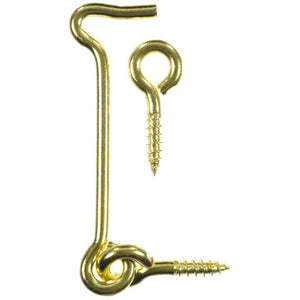 Ace Small Polished Brass Green Brass 3 in. L Hook and Eye 2 pk