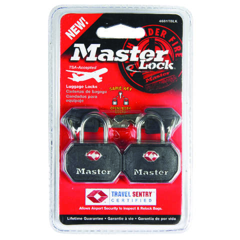 Master Lock 15/16 in. H X 5/8 in. W X 1-1/4 in. L Vinyl Covered Steel Pin Tumbler Luggage Lock Keyed