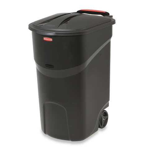 Rubbermaid Roughneck 45 gal Black Resin Wheeled Trash Can Lid Included