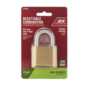 Ace 1-11/16 in. H X 2 in. W X 1-7/8 in. L Brass 4-Dial Combination Padlock