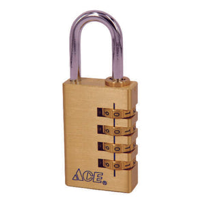 Ace 1-7/8 in. H X 1-1/4 in. W X 1/2 in. L Brass 4-Dial Combination Padlock