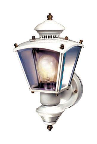 Heath Zenith White Motion-Sensing Incandescent Wall Lantern