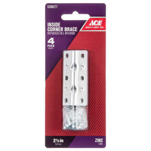 Ace 2-1/2 in. H X 2.75 in. W X 2-1/2 in. D Zinc Inside Corner Brace