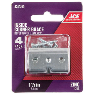 Ace 1-1/2 in. H X 2.75 in. W X 1-1/2 in. D Zinc Inside Corner Brace