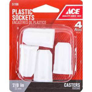 Ace Plastic Caster Socket 4 pk