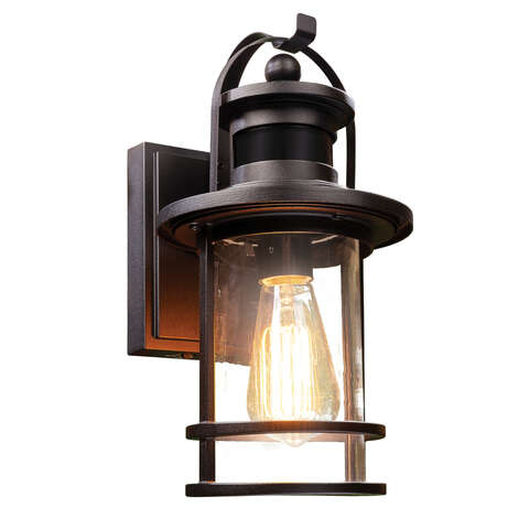 Heath Zenith HZconnect Black Motion-Sensing Incandescent Smart-Enabled Wall Lantern