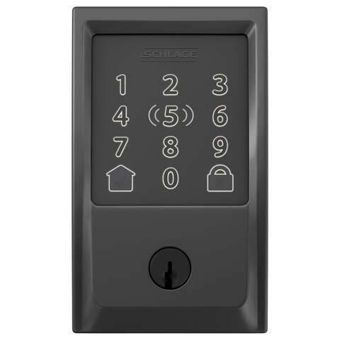 Schlage Encode Plus Matte Black Metal WiFi Deadbolt with Century Trim