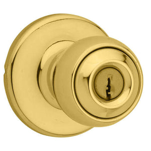 Kwikset Polo Polished Brass Entry Knobs 1-3/4 in.