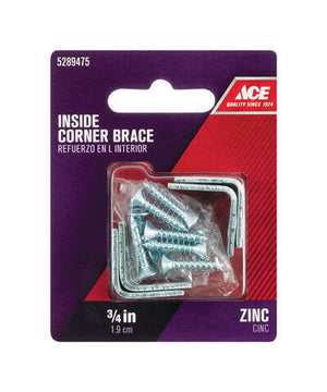 Ace 3/4 in. H X 2.75 in. W X 3/4 in. D Zinc Inside L Corner Brace