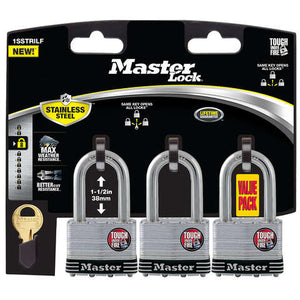 Master Lock 1-3/4 in. W Laminated Steel 4-Pin Cylinder Padlock Keyed Alike