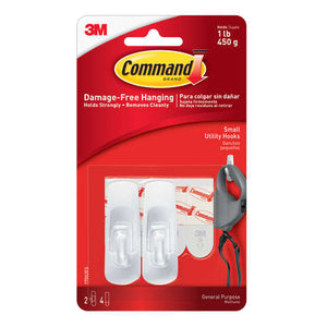 3M Command Small Plastic Hook 2.37 in. L 2 pk