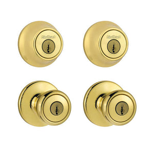 Kwikset Tylo Polished Brass Double Entry Door Kit 1-3/4 in.