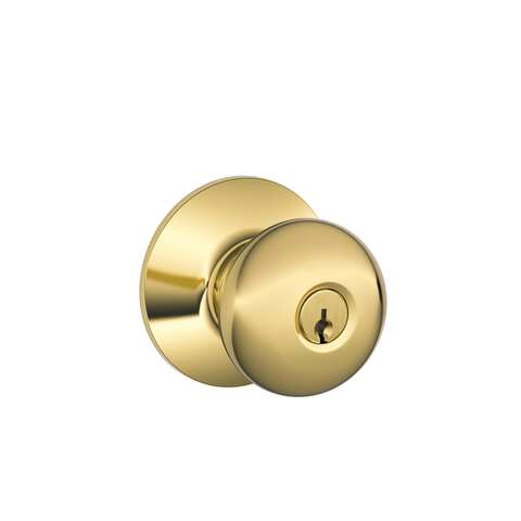 Schlage Plymouth Bright Brass Entry Lockset 1-3/4 in.