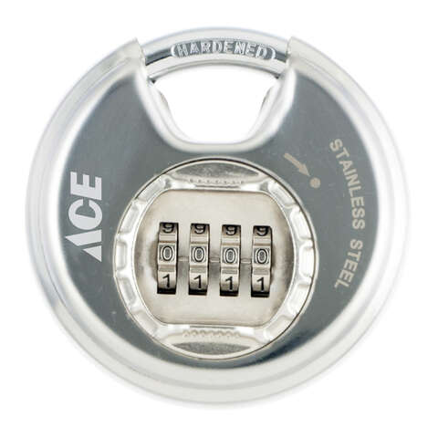 Ace 3.18 in. H X 3.25 in. W Stainless Steel Pin Cylinder Disk Padlock