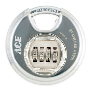 Ace 3.18 in. H X 3.25 in. W Stainless Steel Pin Cylinder Disk Padlock