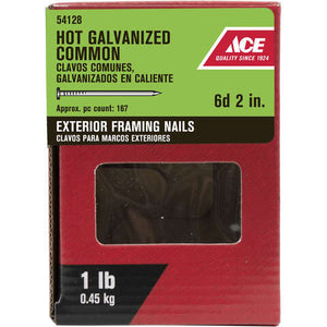 Ace 6D 2 in. Common Hot-Dipped Galvanized Steel Nail Flat Head 1 lb