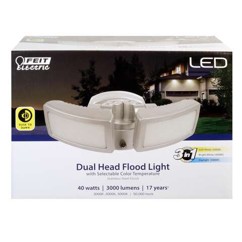 Feit LED Dusk to Dawn Hardwired LED Silver Security Floodlight